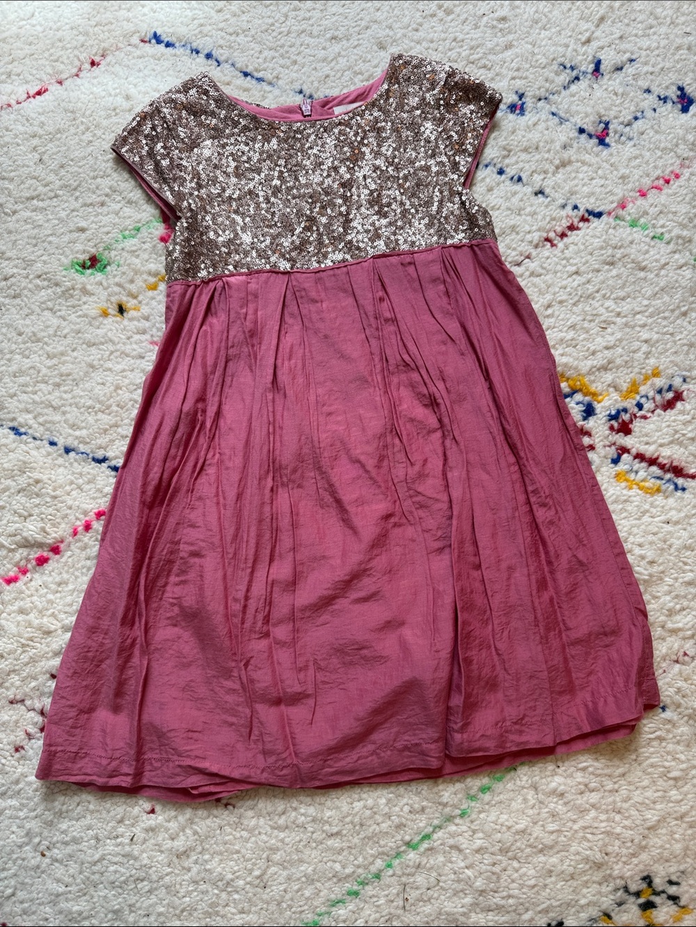 Mini Boden Rose Pink Dress with Gold Sequin Bodice